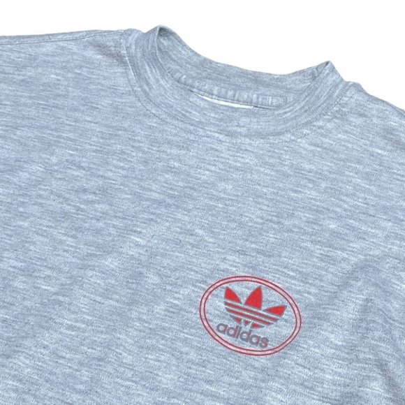 Vintage 80s Adidas Trefoil 3 Stripes Big Logo LongslT Shirt Gray Mens Medium - Picture 4 of 9